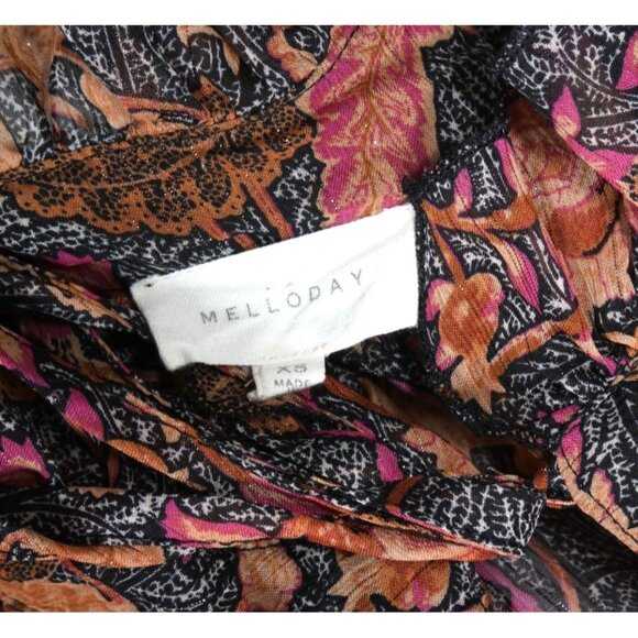 MELLODAY Floral Chiffon Maxi Dress Long Sleeve Boho Fall Fashion Women’s XS /595 - Picture 7 of 7